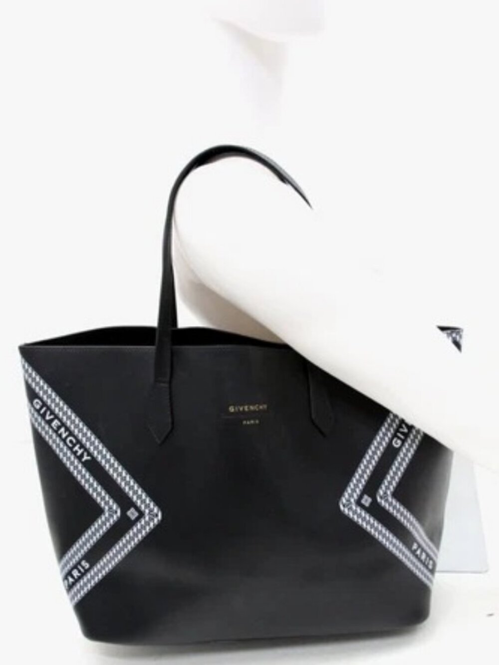 Givenchy Wing Printed Leather Shopping Tote GIV180885 - Black/White